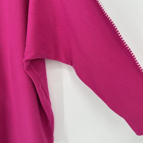 Aaeda Sweater Womens 2X Pink Pullover White Trim Stitch Dolman Sleeve Oversized - Picture 4 of 10